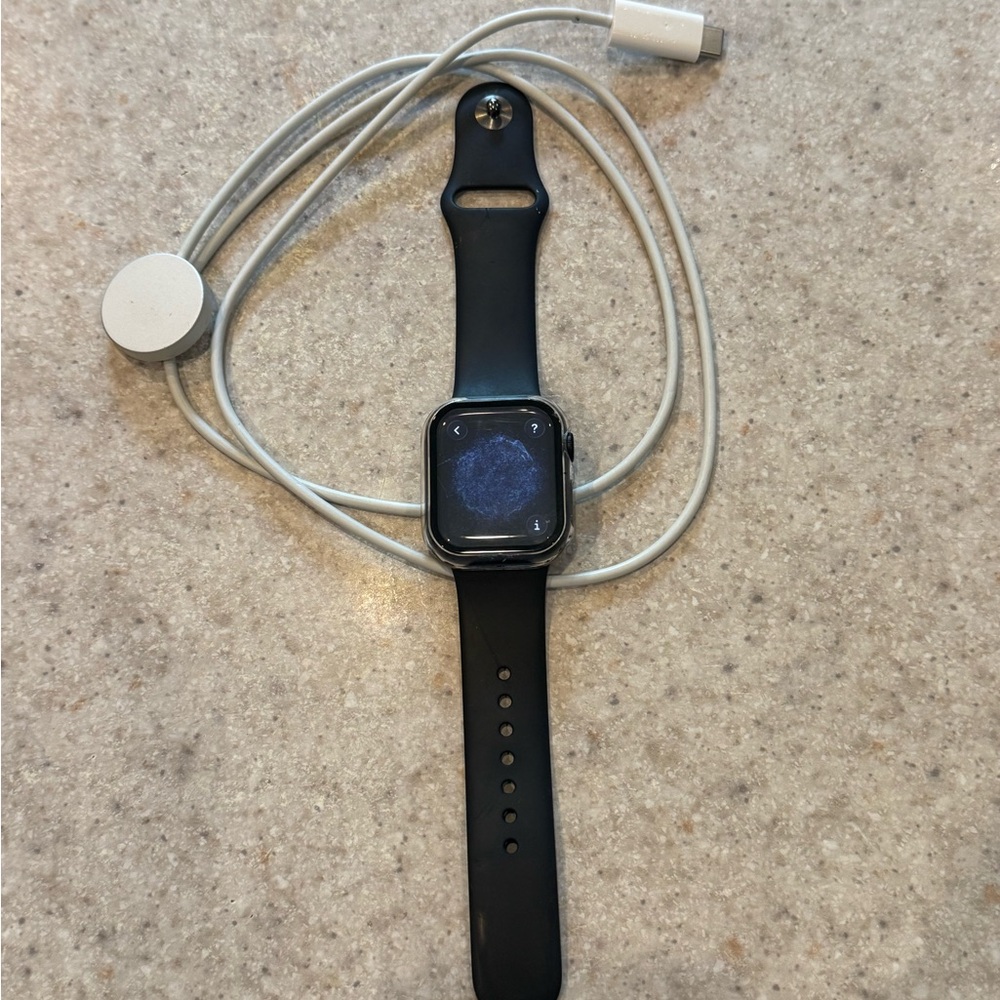 Black Series 7 Apple Watch with Charging Cable
